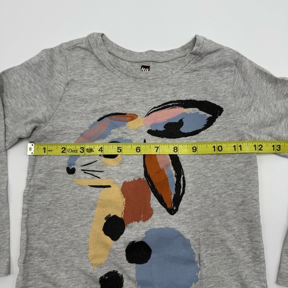 Tea Collection Kids Artsy Colorful Rabbit Long Sleeve Shirt 5 Grey, Blue, Pink - Picture 10 of 10